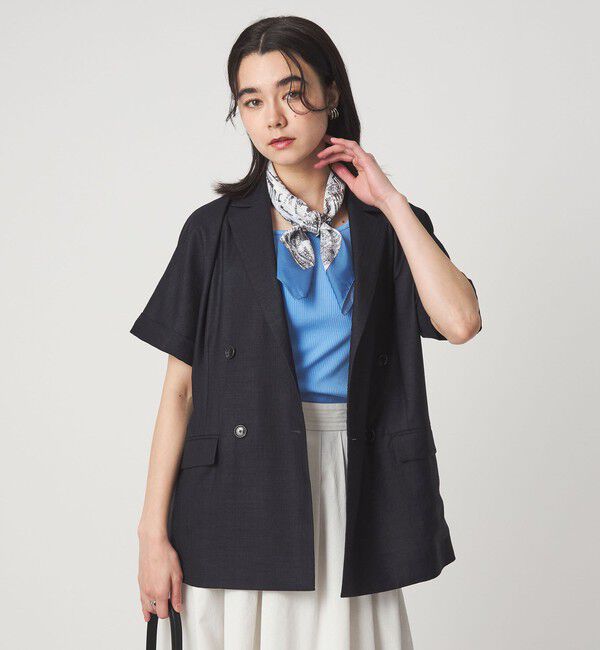 UNITED ARROWS green label relaxing「［size SHORTあり］ライト リネンライク ハーフスリーブ ジャケット UVカット 通気性」|テーラードジャケット|