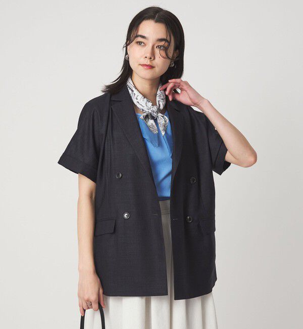 UNITED ARROWS green label relaxing「［size SHORTあり］ライト リネンライク ハーフスリーブ ジャケット UVカット 通気性」|テーラードジャケット|