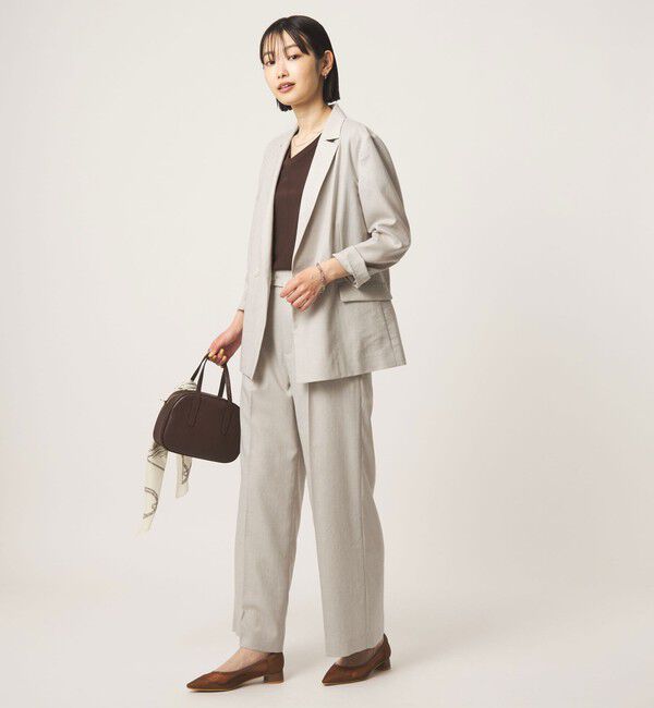 UNITED ARROWS green label relaxing「［size SHORT/TALLあり］ライト リネンライク ストレート パンツ UVカット 通気性」|スラックス|