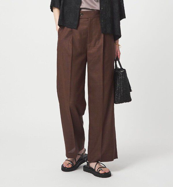 UNITED ARROWS green label relaxing「［size SHORT/TALLあり］ライト リネンライク ストレート パンツ UVカット 通気性」|スラックス|