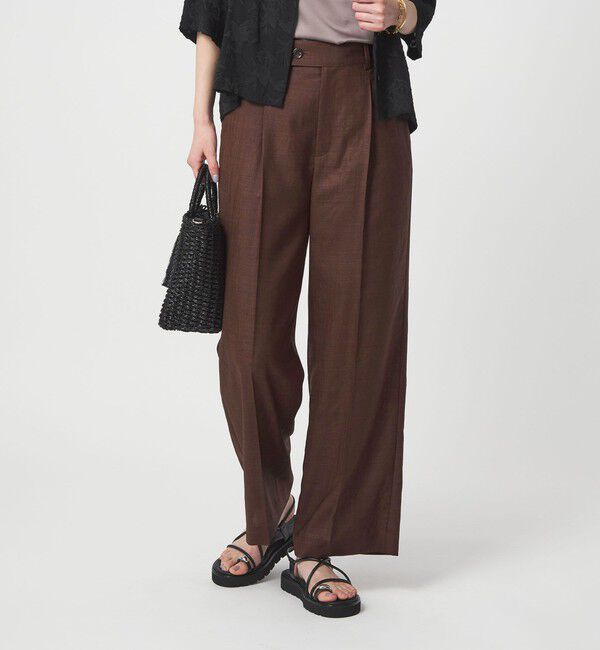 UNITED ARROWS green label relaxing「［size SHORT/TALLあり］ライト リネンライク ストレート パンツ UVカット 通気性」|スラックス|