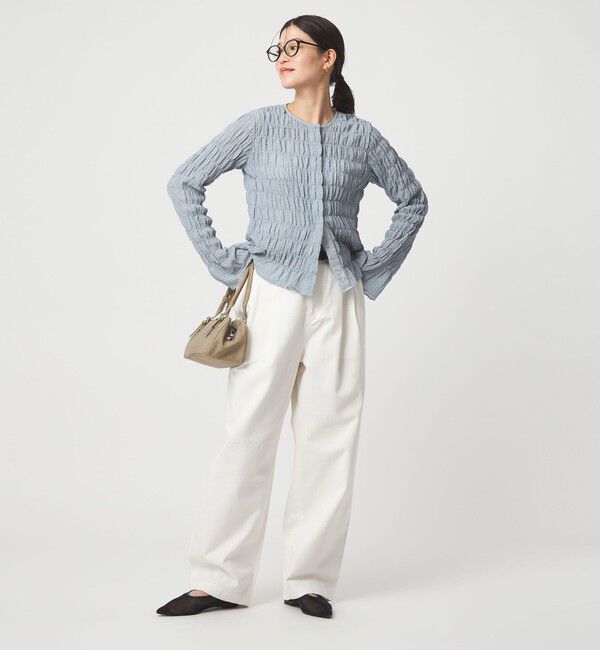 UNITED ARROWS green label relaxing「【WEB限定】＜at ease＞シアー サッカーライク クルーネック カーディガン」|カーディガン|