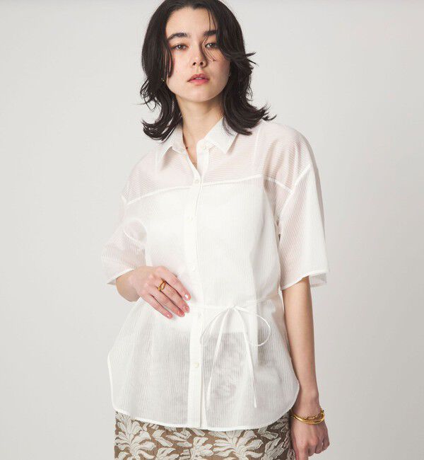 UNITED ARROWS green label relaxing「【結論シリーズ】リボンハイウエストシャツ［size SHORTあり］」|シャツ・ブラウス|