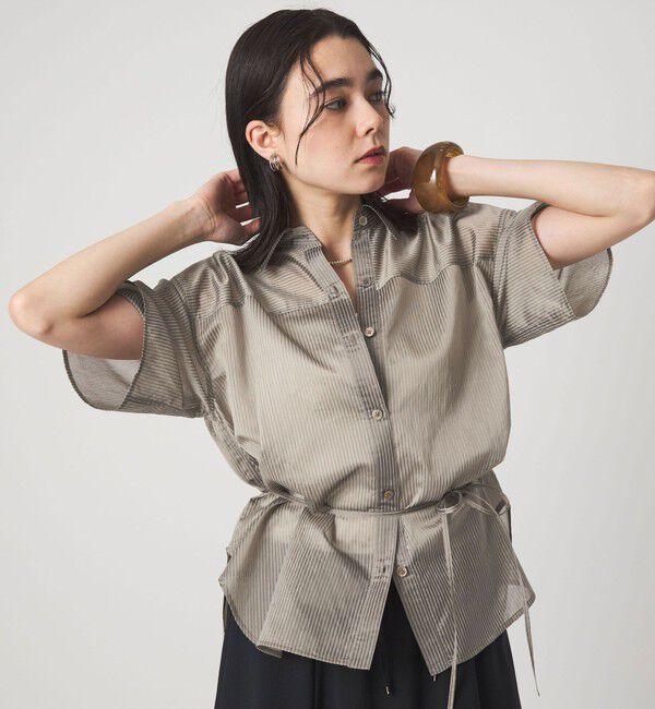 UNITED ARROWS green label relaxing「【結論シリーズ】リボンハイウエストシャツ［size SHORTあり］」|シャツ・ブラウス|