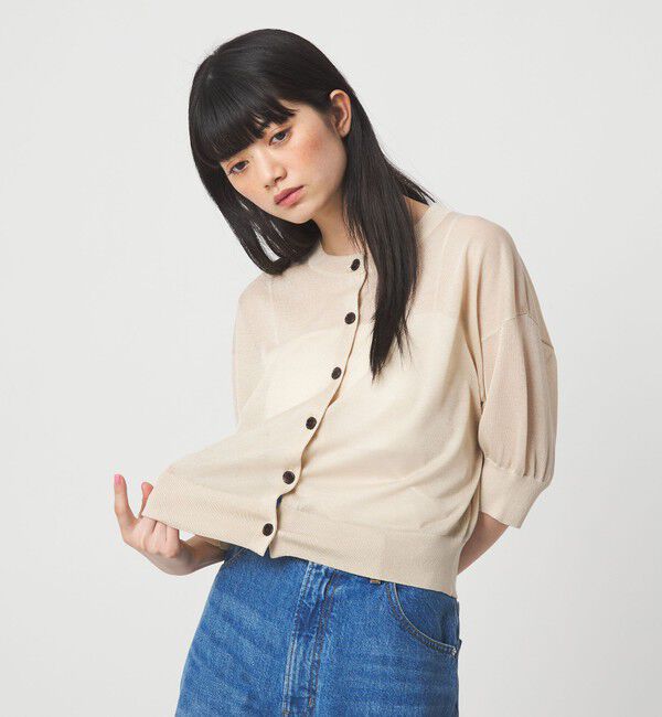 EMMEL REFINES「＜EMMEL REFINES＞EM シアー ショートスリーブ カーディガン」|カーディガン|BEIGE