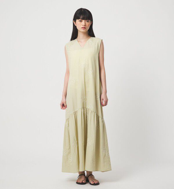 EMMEL REFINES「＜EMMEL REFINES＞EM フラワーシシュウ キリカエ ギャザー ワンピース」|ワンピース|