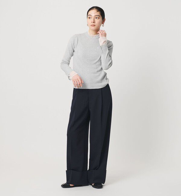 BEAUTY&YOUTH UNITED ARROWS「【WEB限定 Wardrobe DAILY MINIMAL】レースコンビ リブニットプルオーバー ウォッシャブル」|ニット・セーター|
