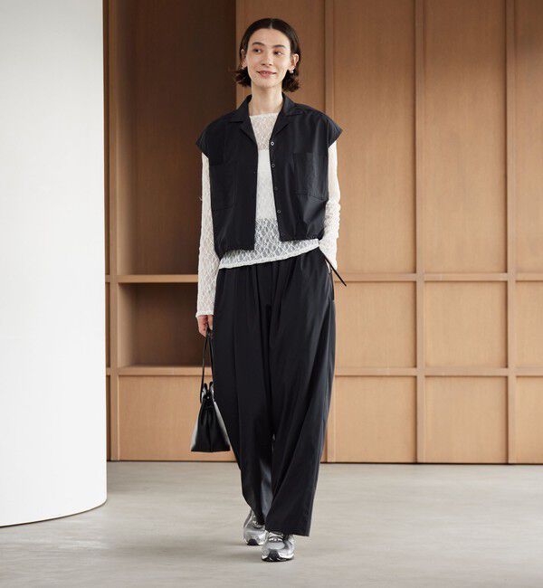 BEAUTY&YOUTH UNITED ARROWS「【WEB限定 Wardrobe DAILY MINIMAL】オープンカラーシャツ＆イージーパンツ 接触冷感 UVカット はっ水」|オールインワン|BLACK
