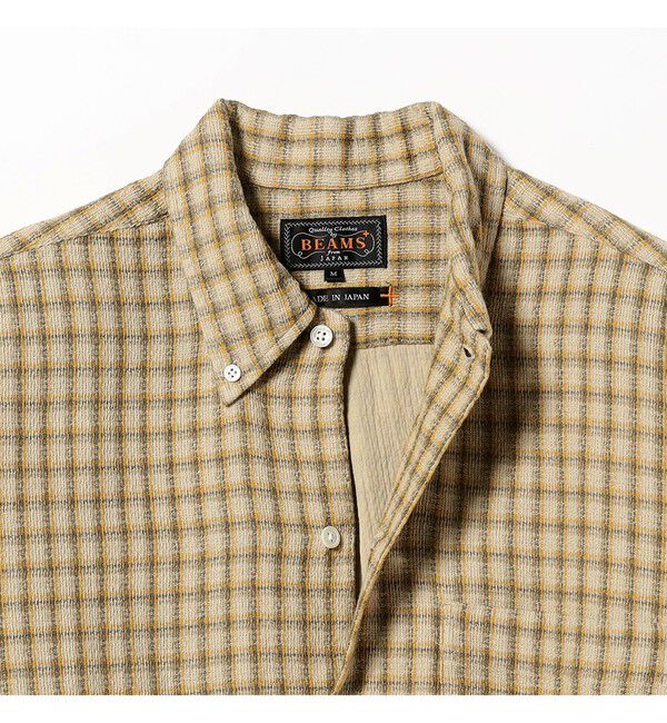 BEAMS PLUS「ダブルフェイス チェック オープンカラー ボタンダウン シャツ」|シャツ・ブラウス|