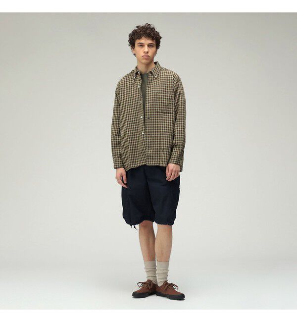 BEAMS PLUS「ダブルフェイス チェック オープンカラー ボタンダウン シャツ」|シャツ・ブラウス|