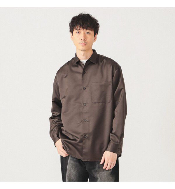 BEAMS「リラックスフィット レザールック シャツ」|シャツ・ブラウス|D.BROWN