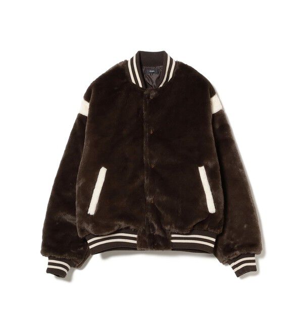 BEAMS「ワイドフィット フェイクファー バーシティ ジャケット」|ブルゾン・スタジャン|