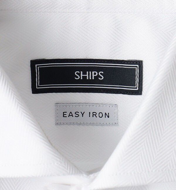 SHIPS「SHIPS: イージーアイロン ヘリンボーン 無地 ホリゾンタルカラー シャツ」|シャツ・ブラウス|