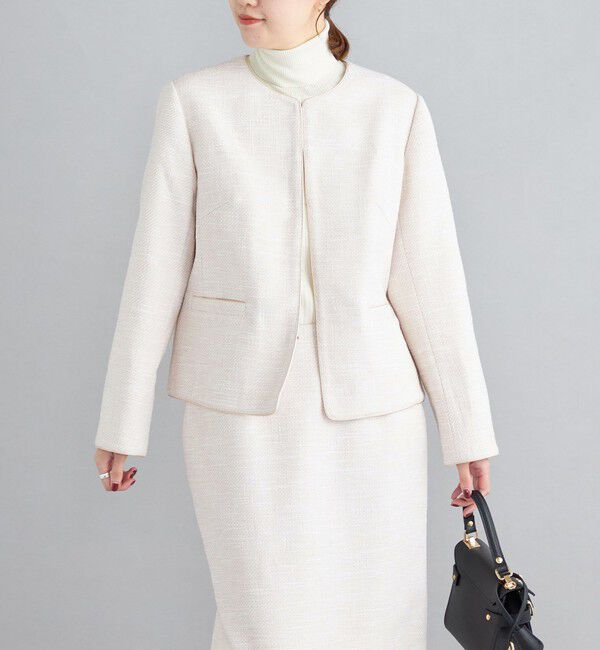 SHIPS for women「ツイードノーカラージャケット（セットアップ対応）◇」|ノーカラージャケット|