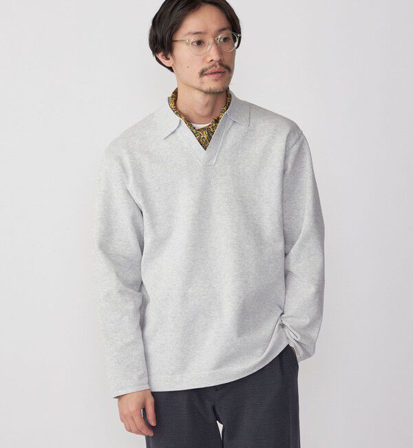 SHIPS「SHIPS:〈手洗い可能〉14ゲージ TEXBRID(R) ミラノリブ スキッパー ポロシャツ」|Tシャツ・カットソー|グレー