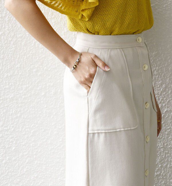 SHIPS any「SHIPS any:〈洗濯機可能〉リサイクル ブレンドリネン ボタン Aライン スカート」|スカート|