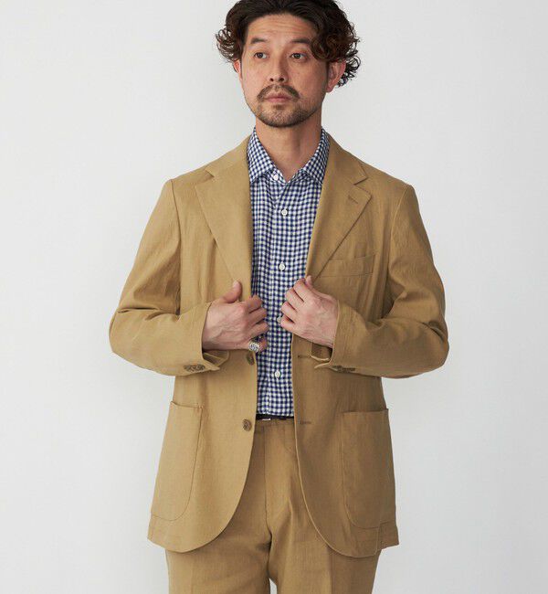 SHIPS「SHIPS:〈セットアップ対応/手洗い可能〉 イージー リネン ストレッチ ジャケット」|テーラードジャケット|ベージュ系