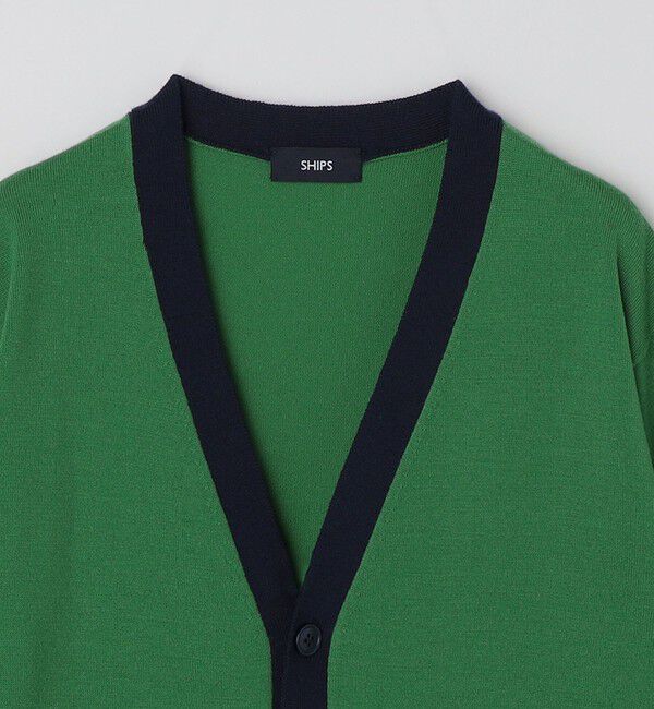 SHIPS「SHIPS:〈手洗い可能〉ICE WOOL カラーパネル Vネック ニット カーディガン」|カーディガン|