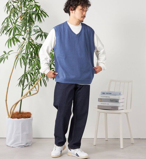 SHIPS any「SHIPS any: COTTON USA ガーメントダイ スウェット Vネック ベスト◇」|ベスト・ジレ|