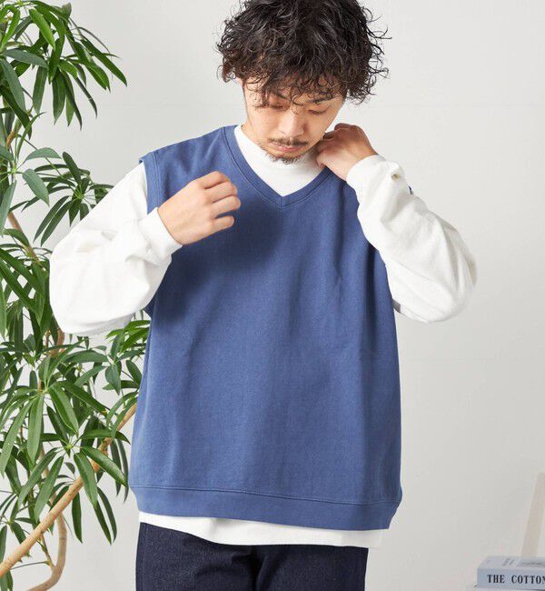 SHIPS any「SHIPS any: COTTON USA ガーメントダイ スウェット Vネック ベスト◇」|ベスト・ジレ|