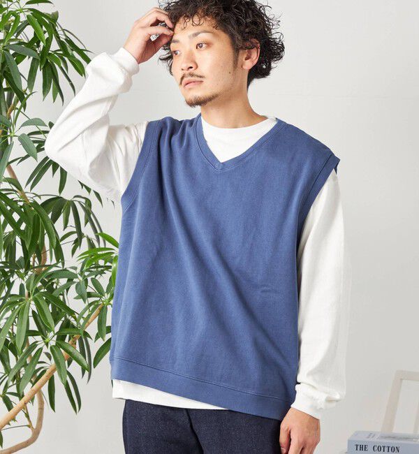 SHIPS any「SHIPS any: COTTON USA ガーメントダイ スウェット Vネック ベスト◇」|ベスト・ジレ|
