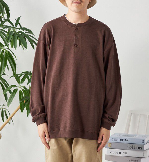 SHIPS any「SHIPS any: COTTON USA ガーメントダイ ヘビーウェイト ヘンリーネック Tシャツ (ロンT)◇」|Tシャツ・カットソー|
