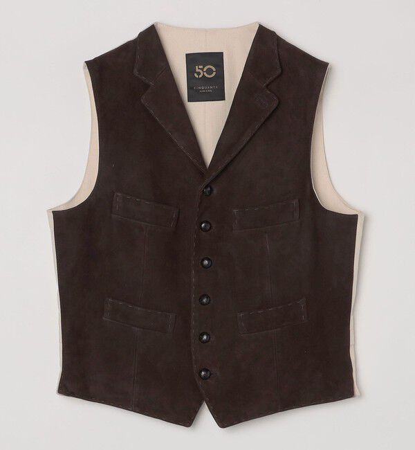 SHIPS「【SHIPS別注】CINQUANTA: スウェード ラペル ベスト」|ベスト・ジレ|ブラウン