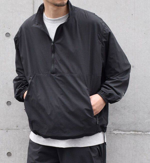 SHIPS any「SHIPS any: 〈撥水・透湿・軽量〉PERTEX(R) ハーフジップ プルオーバー ブルゾン (セットアップ対応)◇」|ブルゾン・スタジャン|ブラック