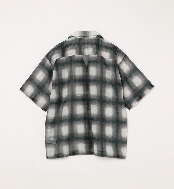 SHIPS any「SHIPS any: メッシュ オンブレチェック / ウェーブ パターン オープンカラー シアー シャツ◇」|シャツ・ブラウス|