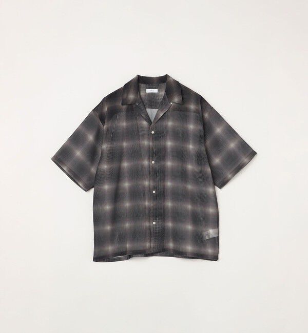 SHIPS any「SHIPS any: メッシュ オンブレチェック / ウェーブ パターン オープンカラー シアー シャツ◇」|シャツ・ブラウス|