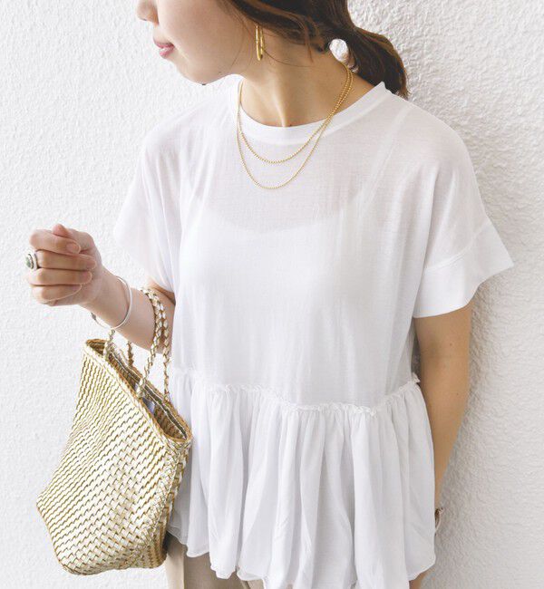 SHIPS for women「〈接触冷感〉コットン ナイロン ペプラム プルオーバー」|Tシャツ・カットソー|オフホワイト