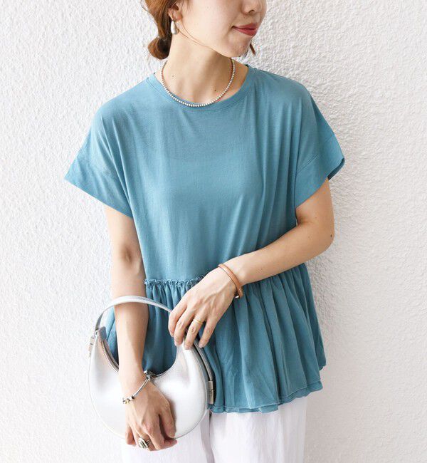 SHIPS for women「〈接触冷感〉コットン ナイロン ペプラム プルオーバー」|Tシャツ・カットソー|ブルー