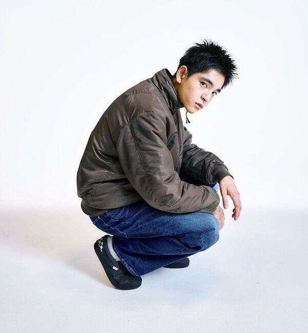 SHIPS「City Ambient Products: スタンドカラー MA-1 ジップアップ ブルゾン」|ブルゾン・スタジャン|