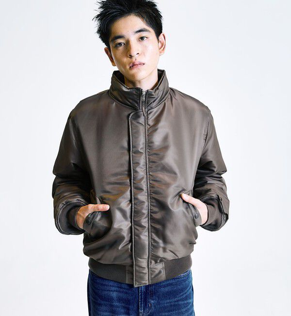 SHIPS「City Ambient Products: スタンドカラー MA-1 ジップアップ ブルゾン」|ブルゾン・スタジャン|