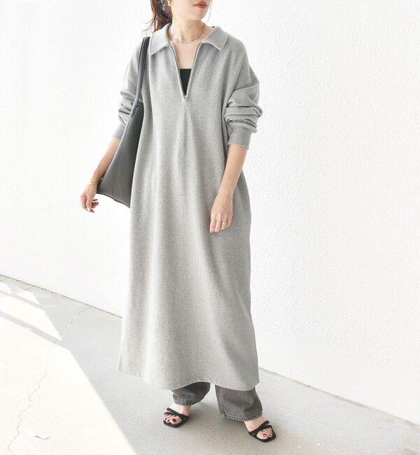 SHIPS any「SHIPS any:〈洗濯機可能〉USA コットン 裏起毛 ハーフジップ ワンピース」|ワンピース|