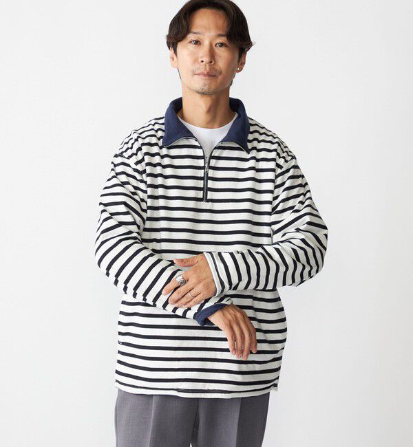 SHIPS「SHIPS: リバーシブル ボーダー フリース ハーフジップ プルオーバー」|プルオーバー|ホワイト