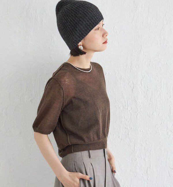 SHIPS for women「Wai＋:〈手洗い可能〉モヘヤブレンド 半袖 プルオーバー」|ニット・セーター|