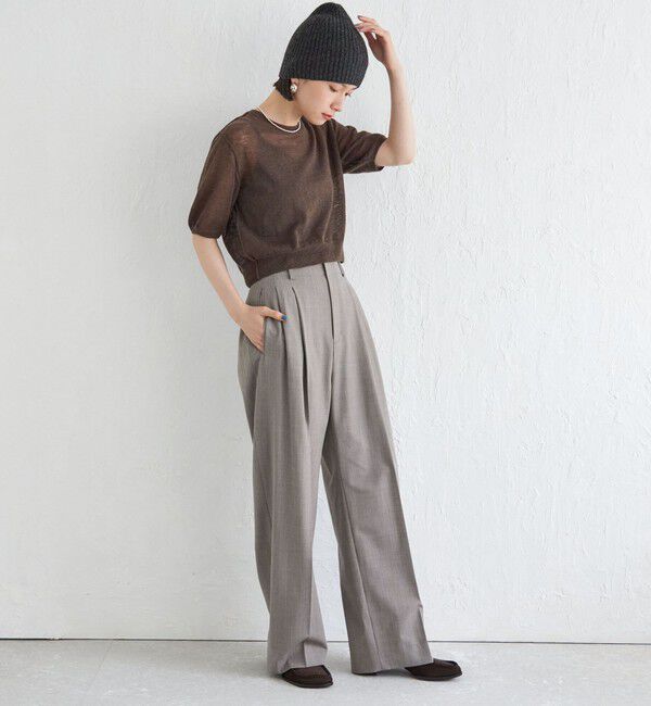 SHIPS for women「Wai＋:〈手洗い可能〉モヘヤブレンド 半袖 プルオーバー」|ニット・セーター|