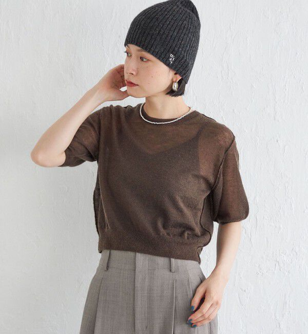 SHIPS for women「Wai＋:〈手洗い可能〉モヘヤブレンド 半袖 プルオーバー」|ニット・セーター|