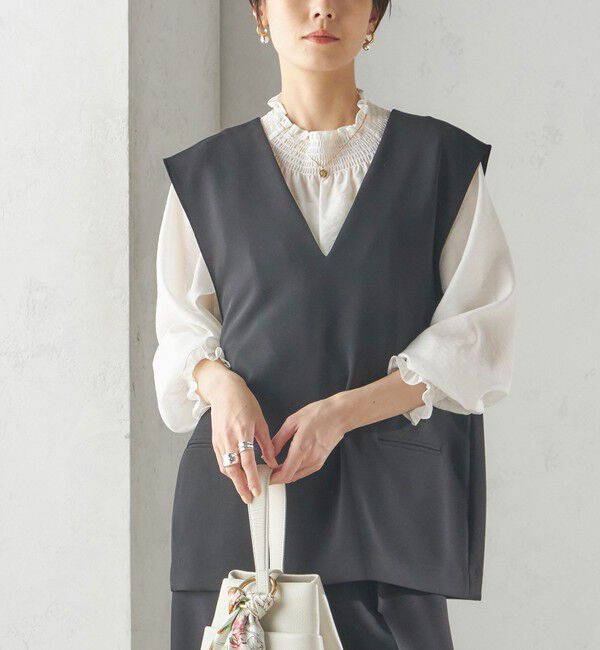 SHIPS for women「〈手洗い可能〉プルオーバー ベスト（セットアップ対応）」|ベスト・ジレ|ブラック