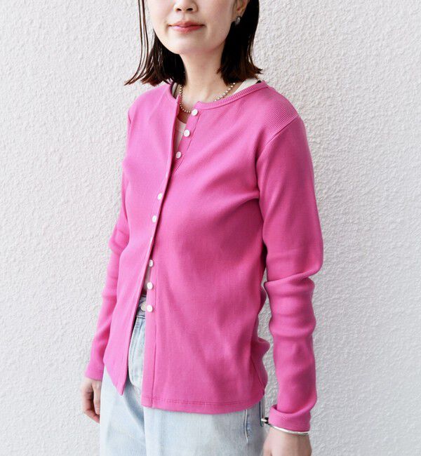 SHIPS for women「〈洗濯機可能〉ポッシュ テレコ リブ ボタン カーディガン」|カーディガン|