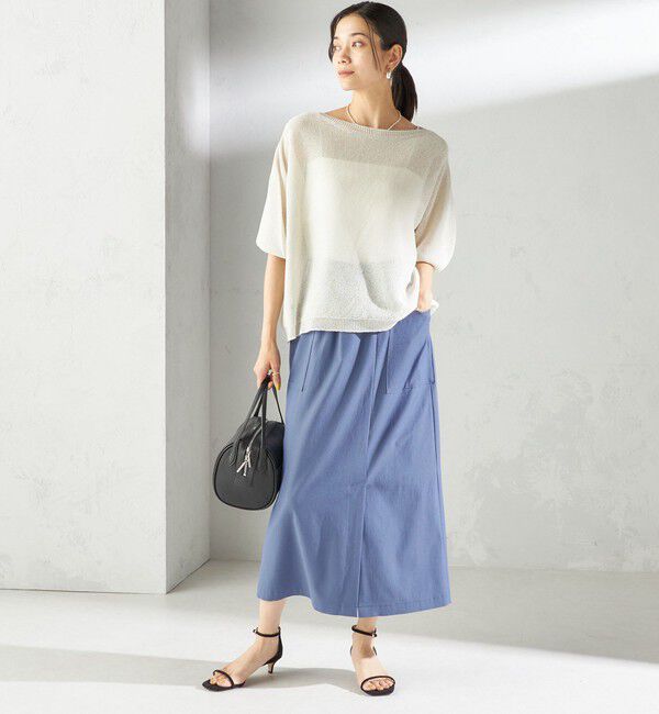 SHIPS for women「〈手洗い可能〉ペーパー パフ スリーブ 半袖 ニット」|ニット・セーター|