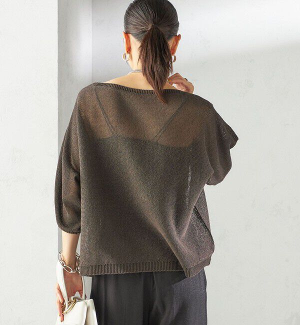 SHIPS for women「〈手洗い可能〉ペーパー パフ スリーブ 半袖 ニット」|ニット・セーター|