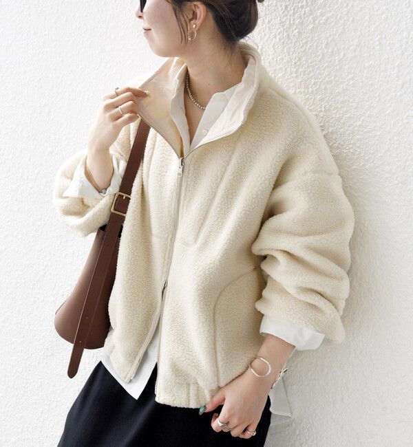 SHIPS any「SHIPS any: ナイロン &times; ボア リバーシブル スタンドカラー ショート ブルゾン」|ブルゾン・スタジャン|ナチュラル