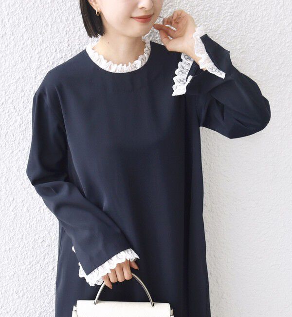 SHIPS for women「【SHIPS別注】troisiemeCHACO:〈手洗い可能〉フリル レース ワンピース（セレモニー対応可）」|ワンピース|