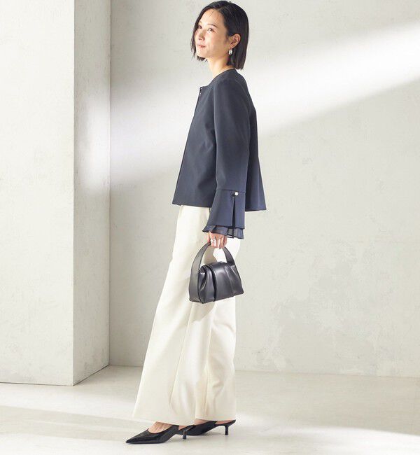 SHIPS for women「〈手洗い可能〉ダブル クロス セミ ワイド パンツ（セレモニー対応可）」|その他|