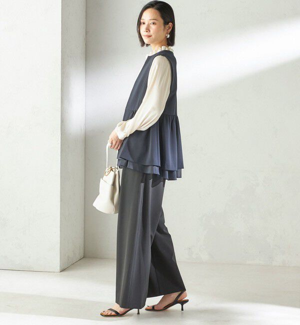 SHIPS for women「ダブル クロス レイヤード ペプラム ジレ（セレモニー対応可）」|ベスト・ジレ|