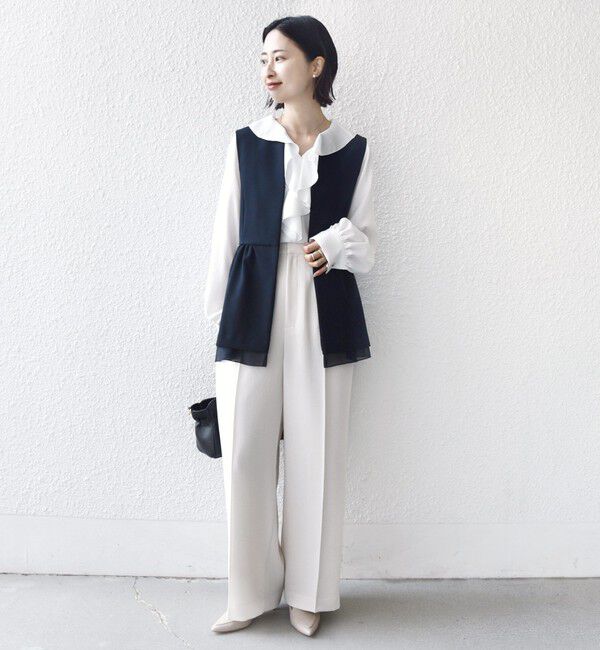 SHIPS for women「ダブル クロス レイヤード ペプラム ジレ（セレモニー対応可）」|ベスト・ジレ|