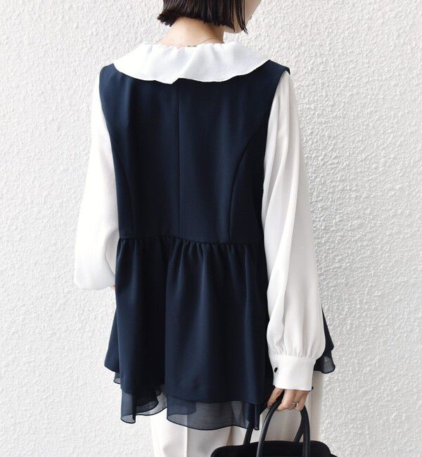 SHIPS for women「ダブル クロス レイヤード ペプラム ジレ（セレモニー対応可）」|ベスト・ジレ|