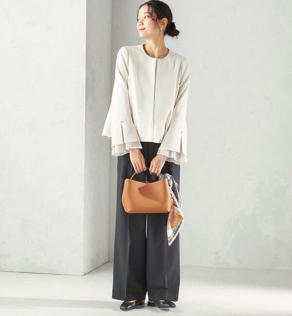 SHIPS for women「ダブル クロス 重ね袖 ノーカラー ジャケット（セレモニー対応可）」|ノーカラージャケット|